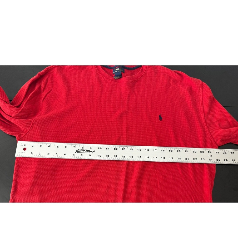 Polo Ralph Lauren Mens 3XL XXXL 3XT Red Waffle Knit Thermal Long Sleeve Shirt - Picture 5 of 7